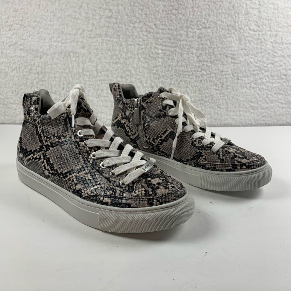 J/Slides Womens 8.5 Ludlow‎ Lace Up Sneaker Snake Black/Beige Embossed NWOB 7342